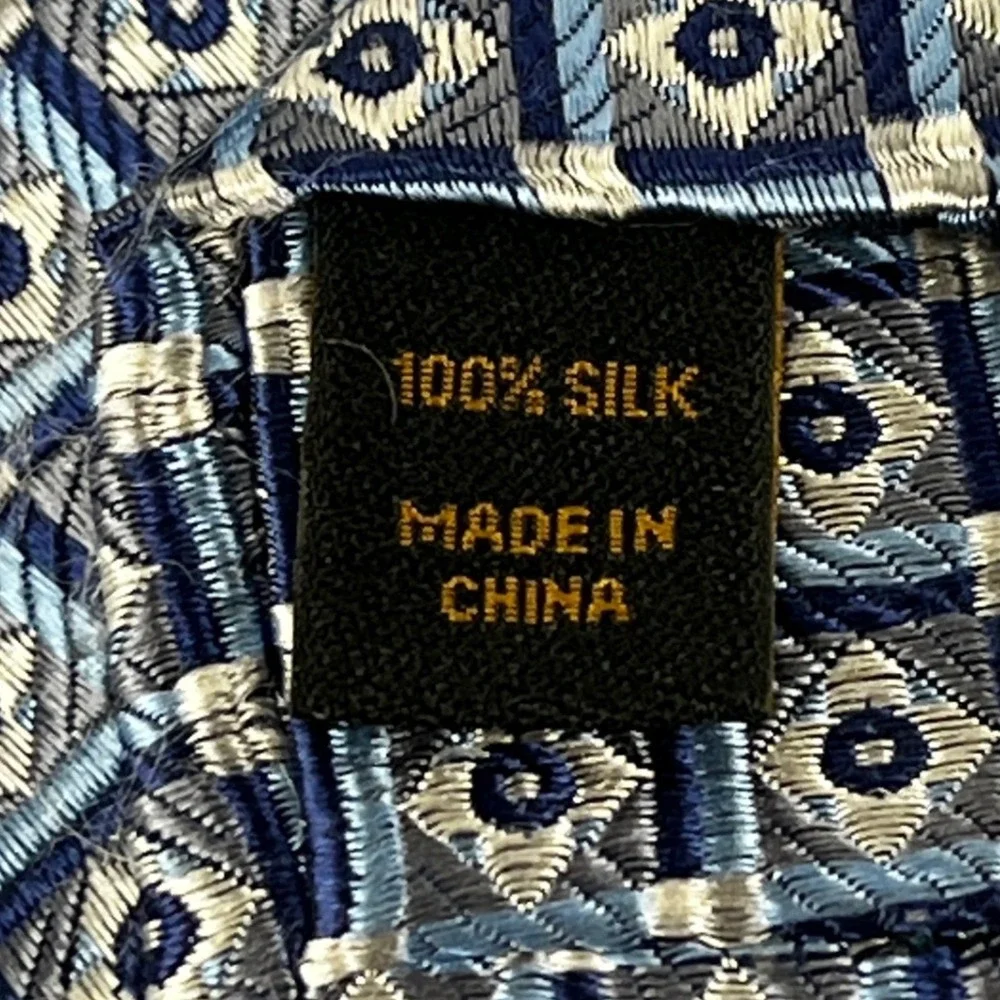 Jos. A. Bank Reserve Tie Mens Blue Silver‎ Geometric Silk Necktie 1301
